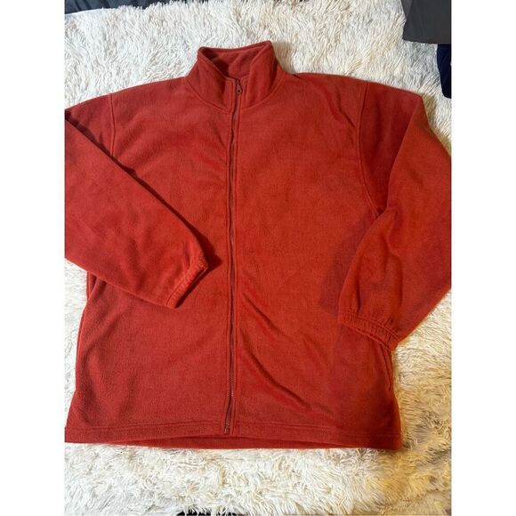 Passion USA Men's Rust Long sleeve zip up mock neck fleece sweater size L - Picture 2 of 6